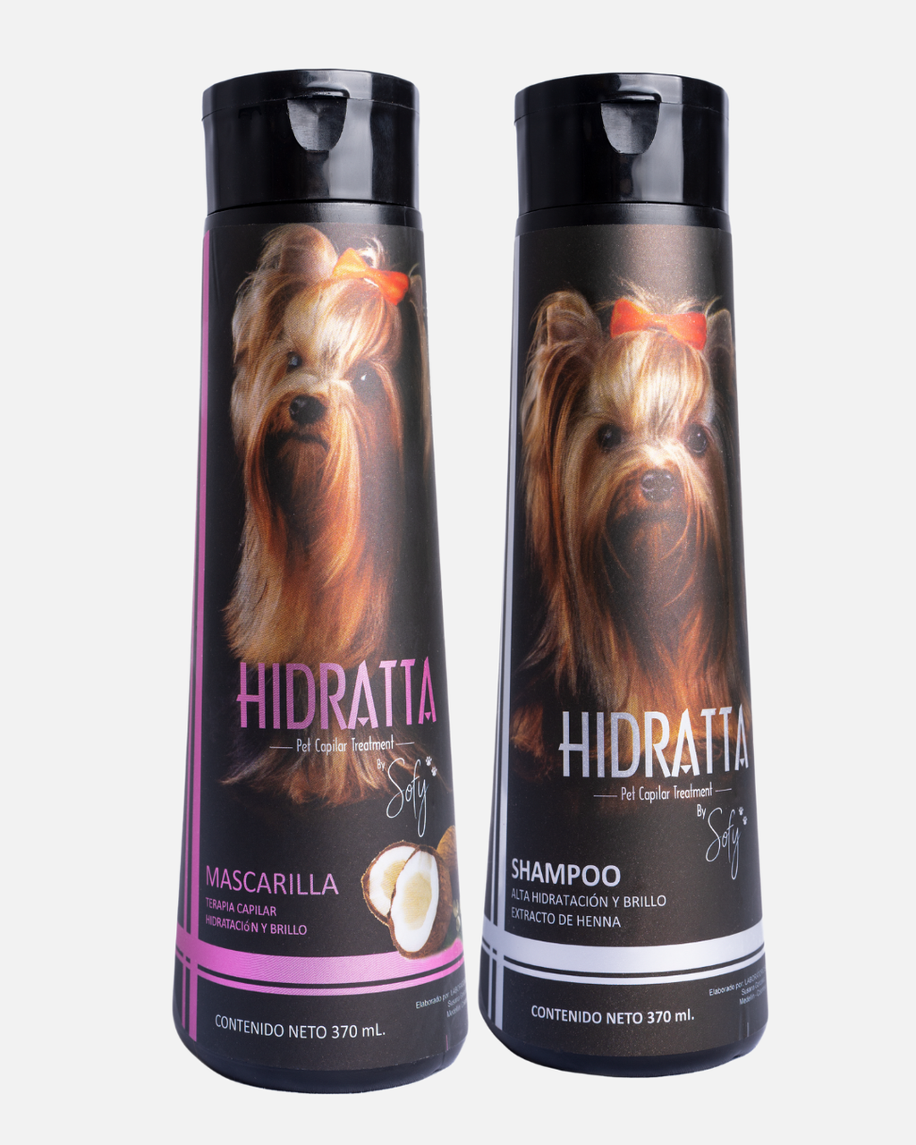 Hidratta Premium Dog & Cat Hydrating Shampoo + Mask Kit – Henna & Natural Oils for Shiny, Tangle-Free Coat – 12.5 oz / 370 ml Set